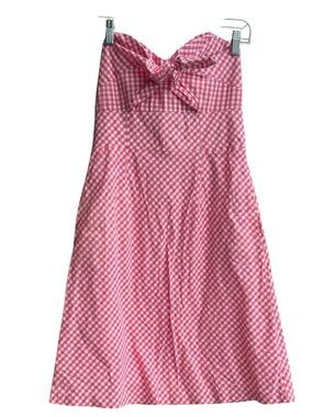 BMOSS Pink Gingham Strapless Midi Dress with Bow SIZE 4